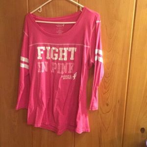Ladies cotton 3/4 pink shirt